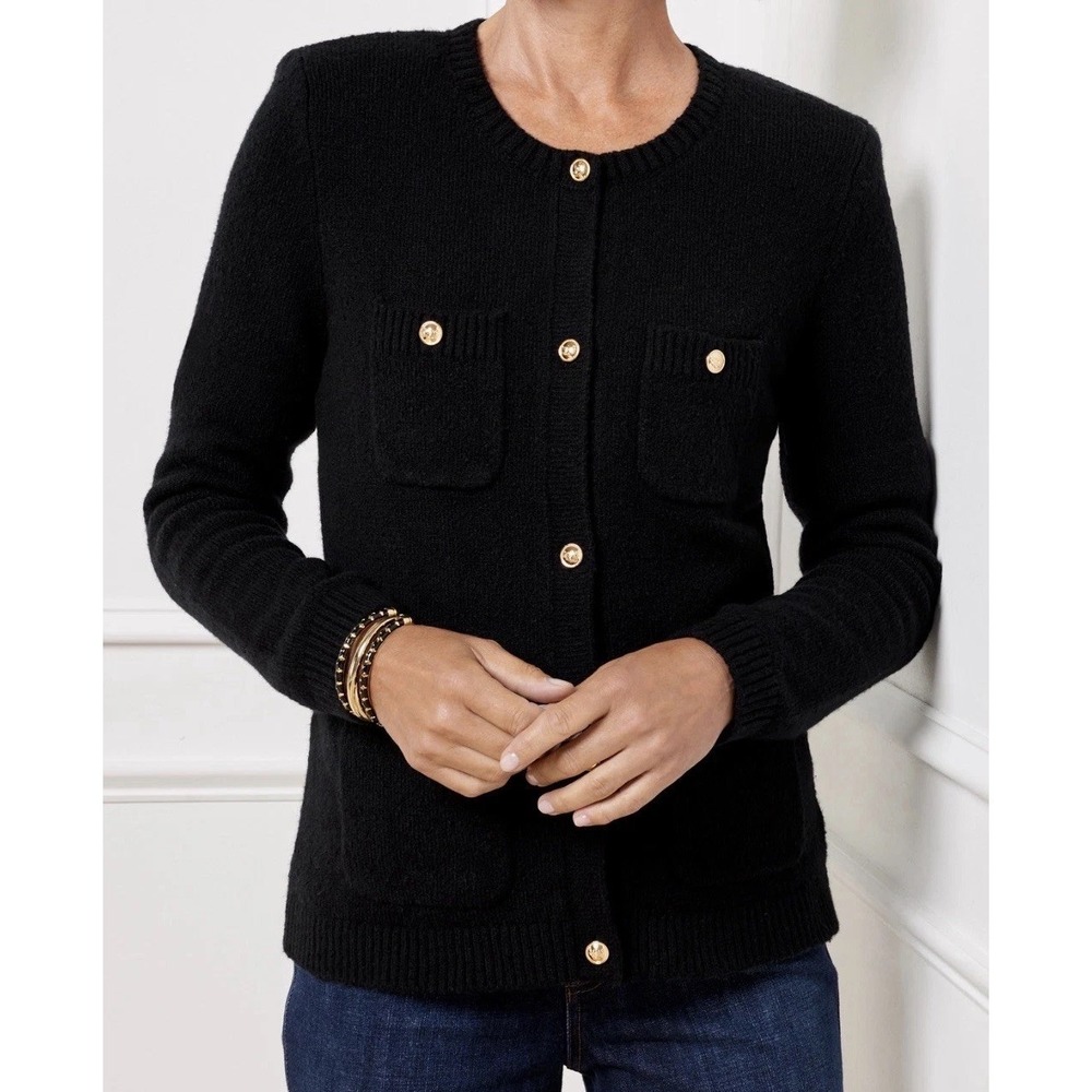 Talbots Wool Blend Jacket Blazer‎ Women XS Black Boucle Elegant Classic Work Job
